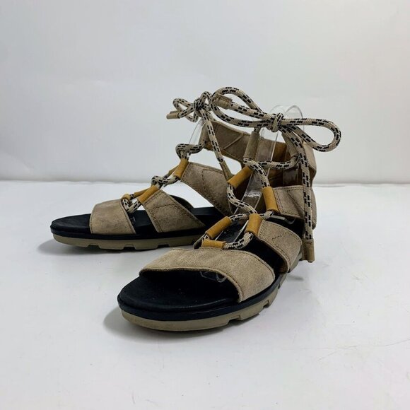 Sorel Women's Torpeda Lace II Gladiator Tan Leather Open Toe Sandals Size 8 - Picture 1 of 14